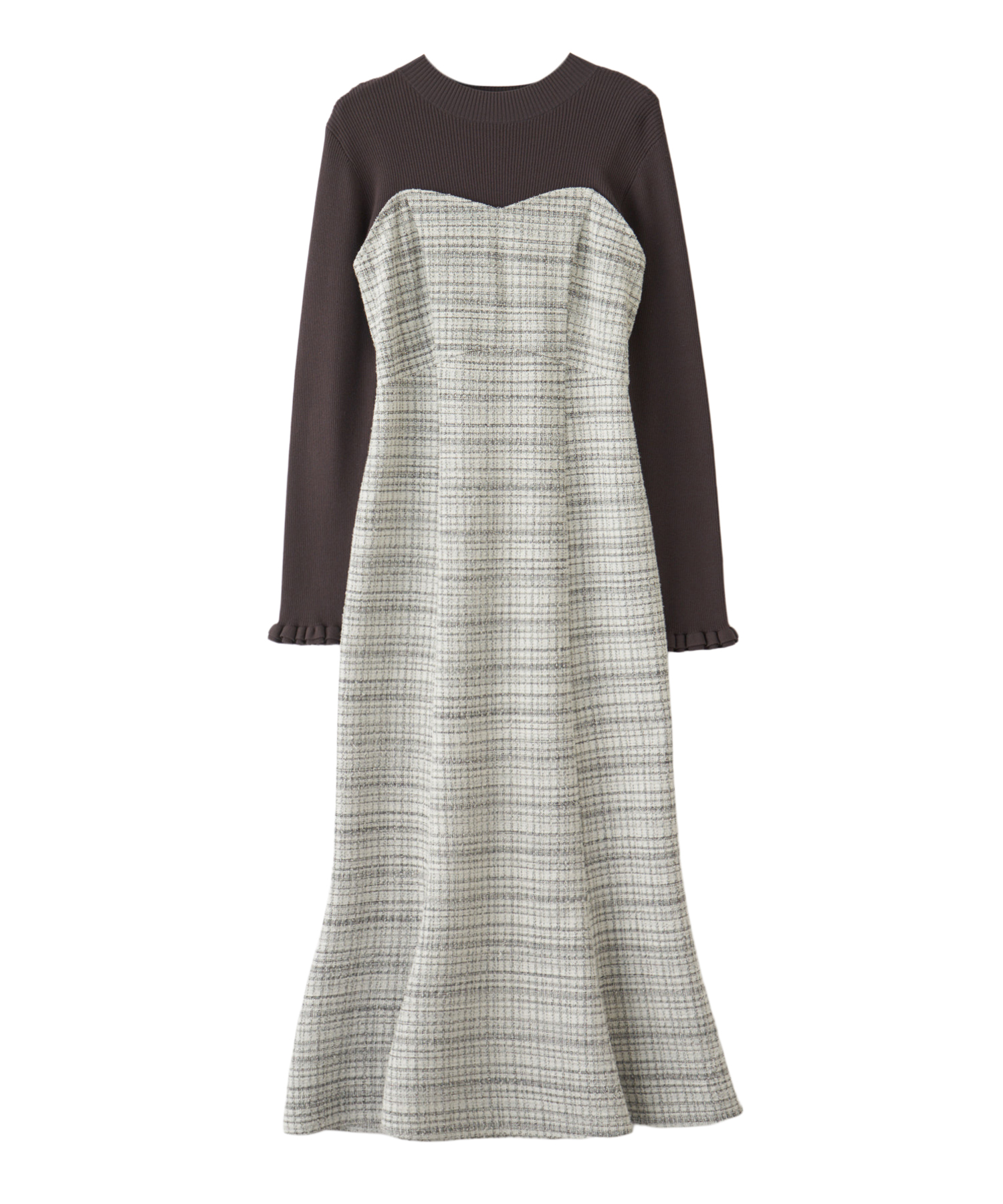 ONLINE限定 低身長サイズあり】ツイードニットドッキング