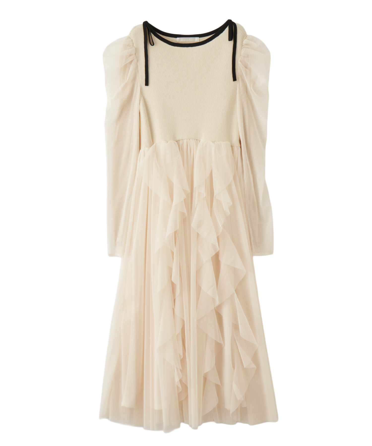 チュールティアードフリルニットドッキングワンピース｜PETAL ONLINE