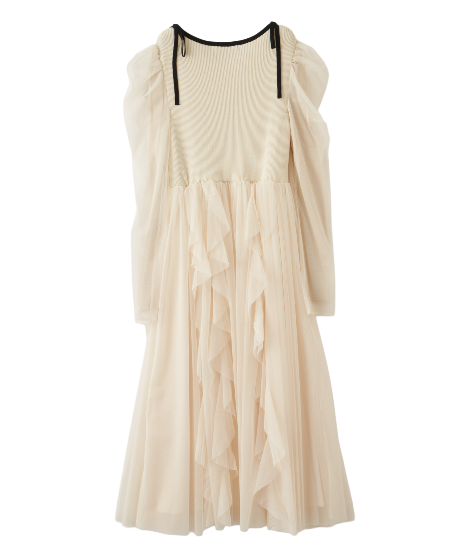 チュールティアードフリルニットドッキングワンピース｜PETAL ONLINE