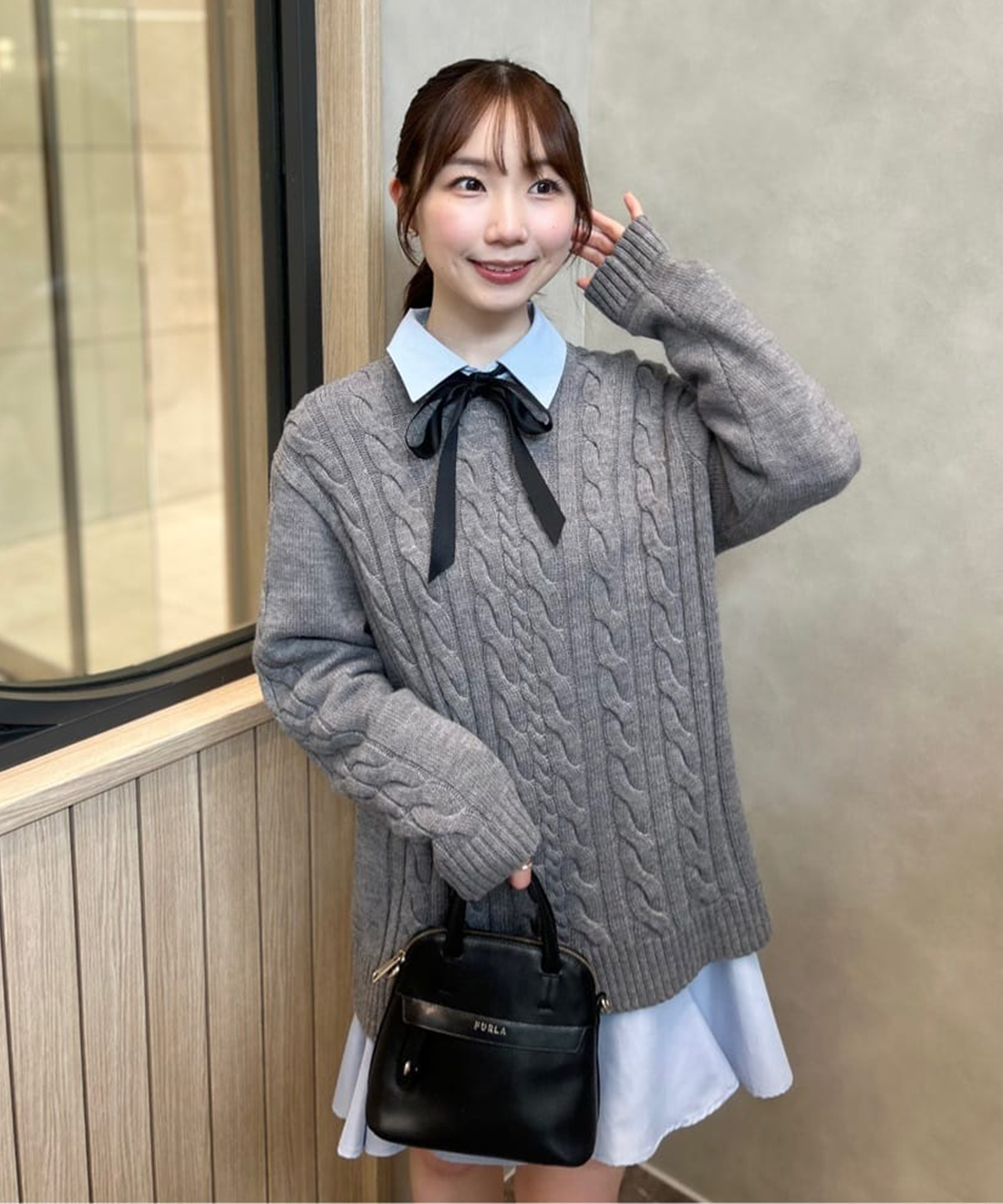 ケーブルニット×ペプラムシャツミニワンピース ケーブルニット×ペプラムシャツミニワンピース｜PETAL ONLINE（ペタル