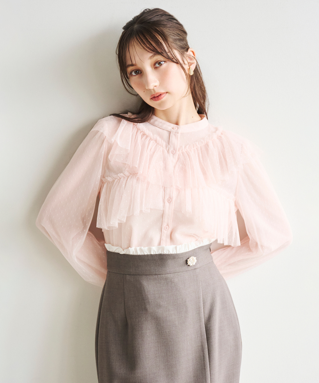 ドットチュールフリルブラウス｜PETAL ONLINE（ペタルオンライン）