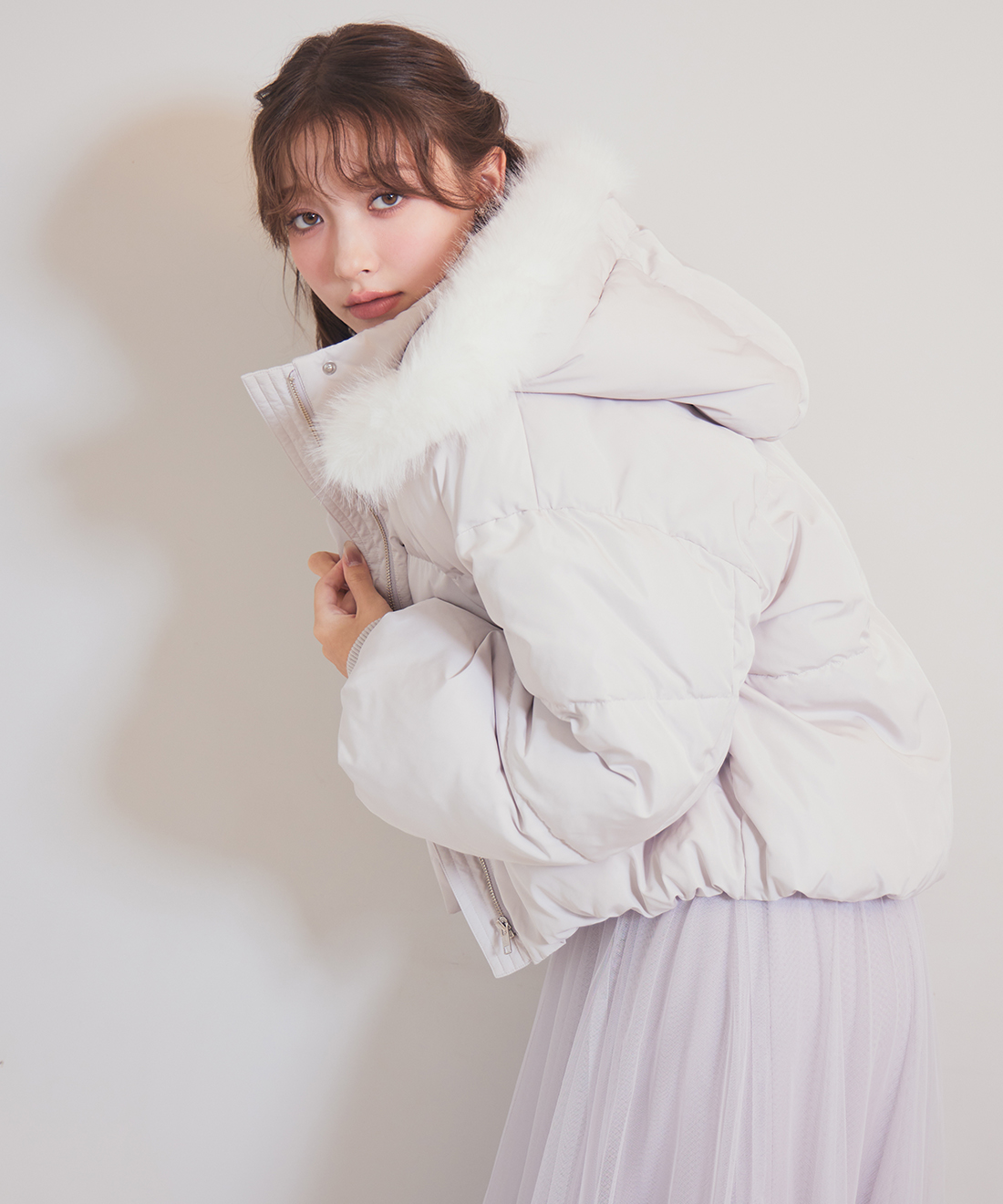 ONLINE限定カラーあり】フェイクファーパフィーショートコート｜PETAL