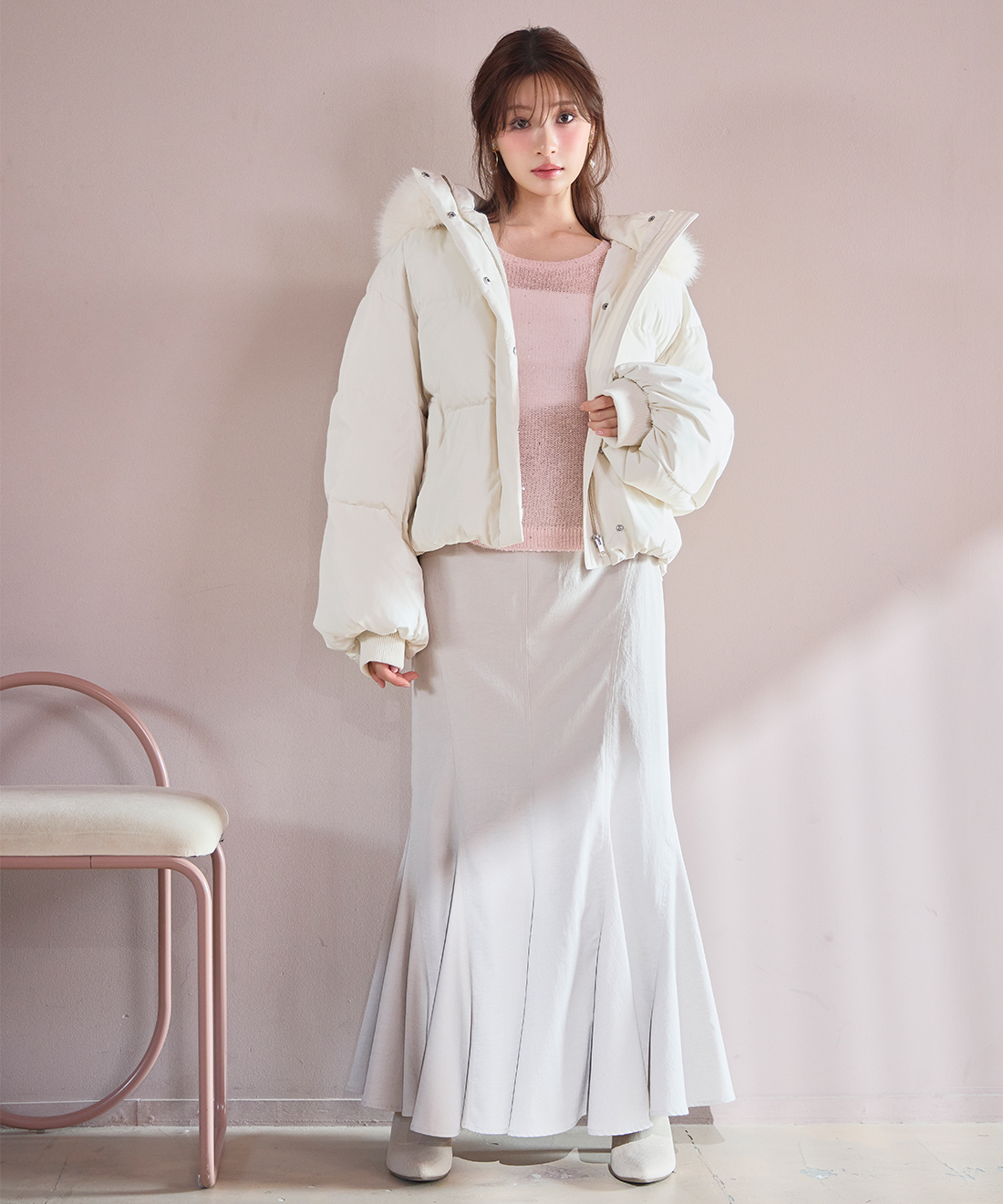 ONLINE限定カラーあり】フェイクファーパフィーショートコート｜PETAL