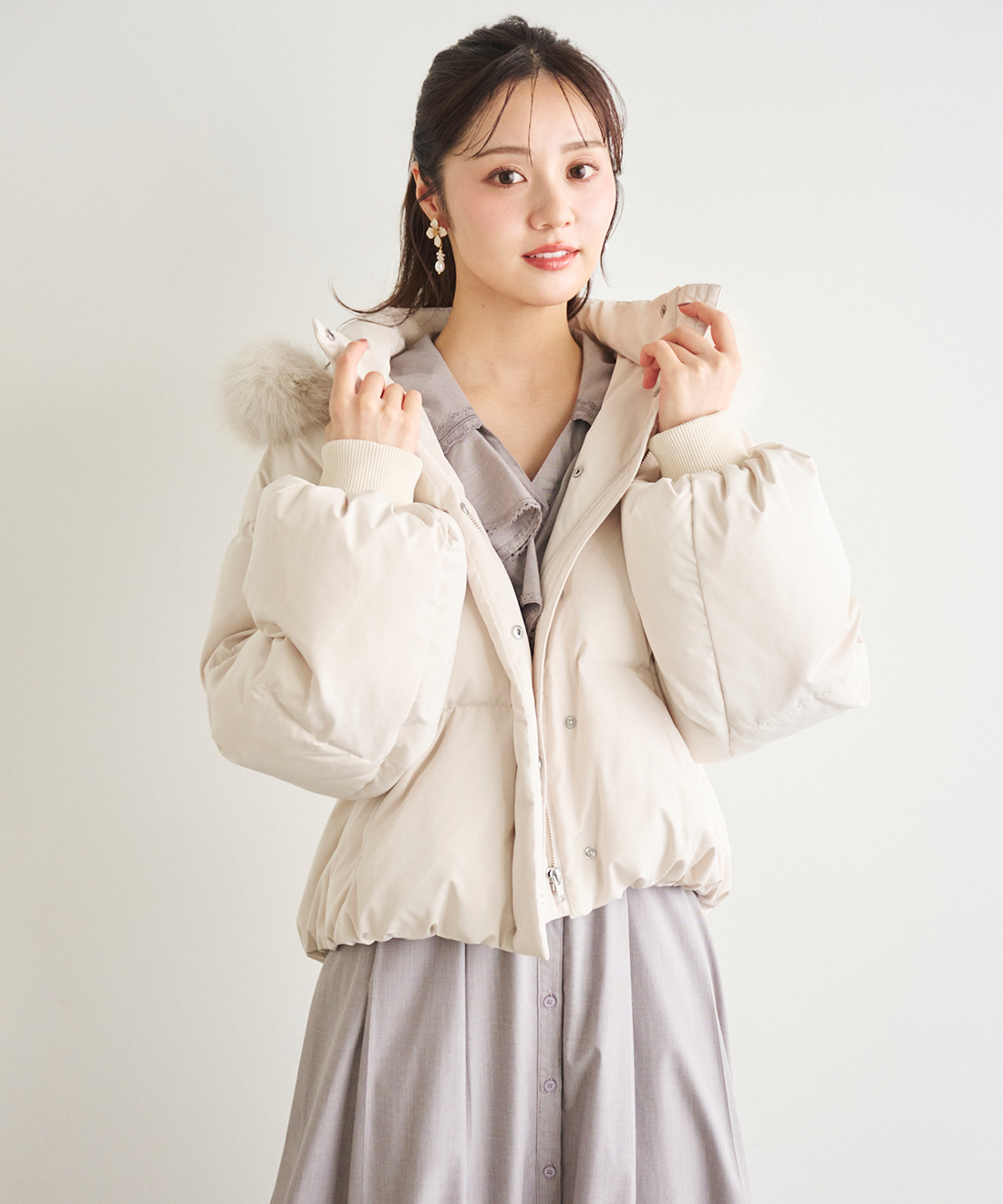 ONLINE限定カラーあり】フェイクファーパフィーショートコート｜PETAL