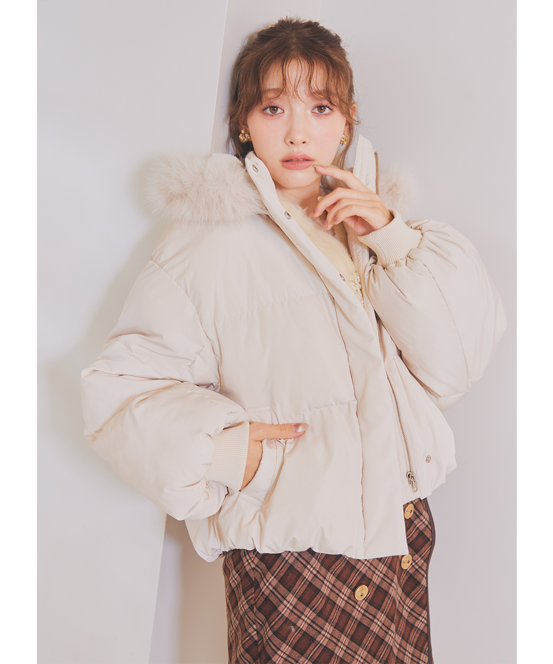 ONLINE限定カラーあり】フェイクファーパフィーショートコート｜PETAL