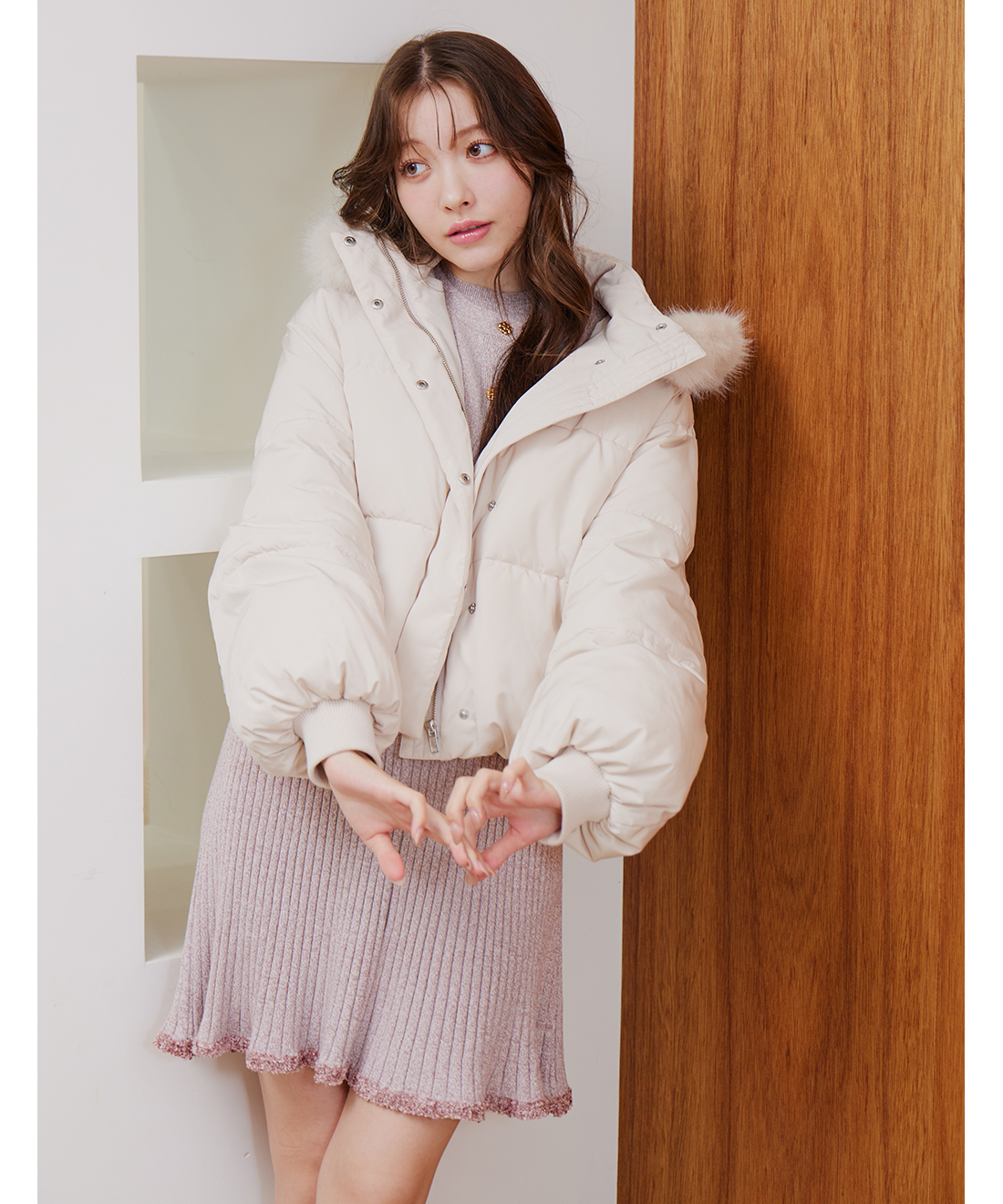 ONLINE限定カラーあり】フェイクファーパフィーショートコート｜PETAL