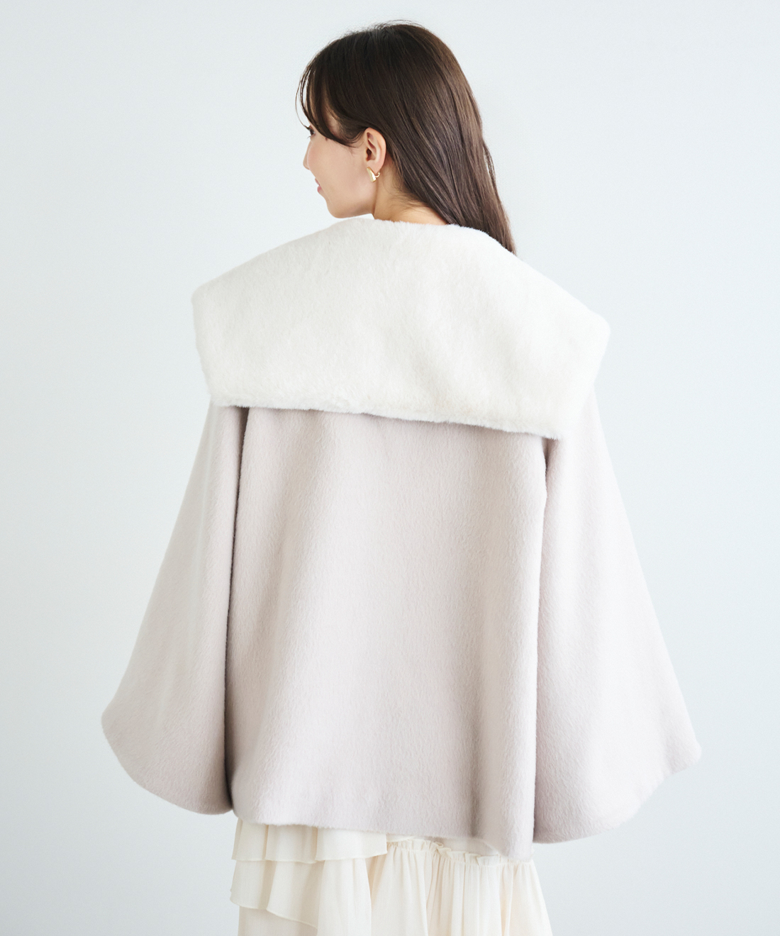 セーブル ブラウンファー ストライプ ケープコート セーブル ブラウン