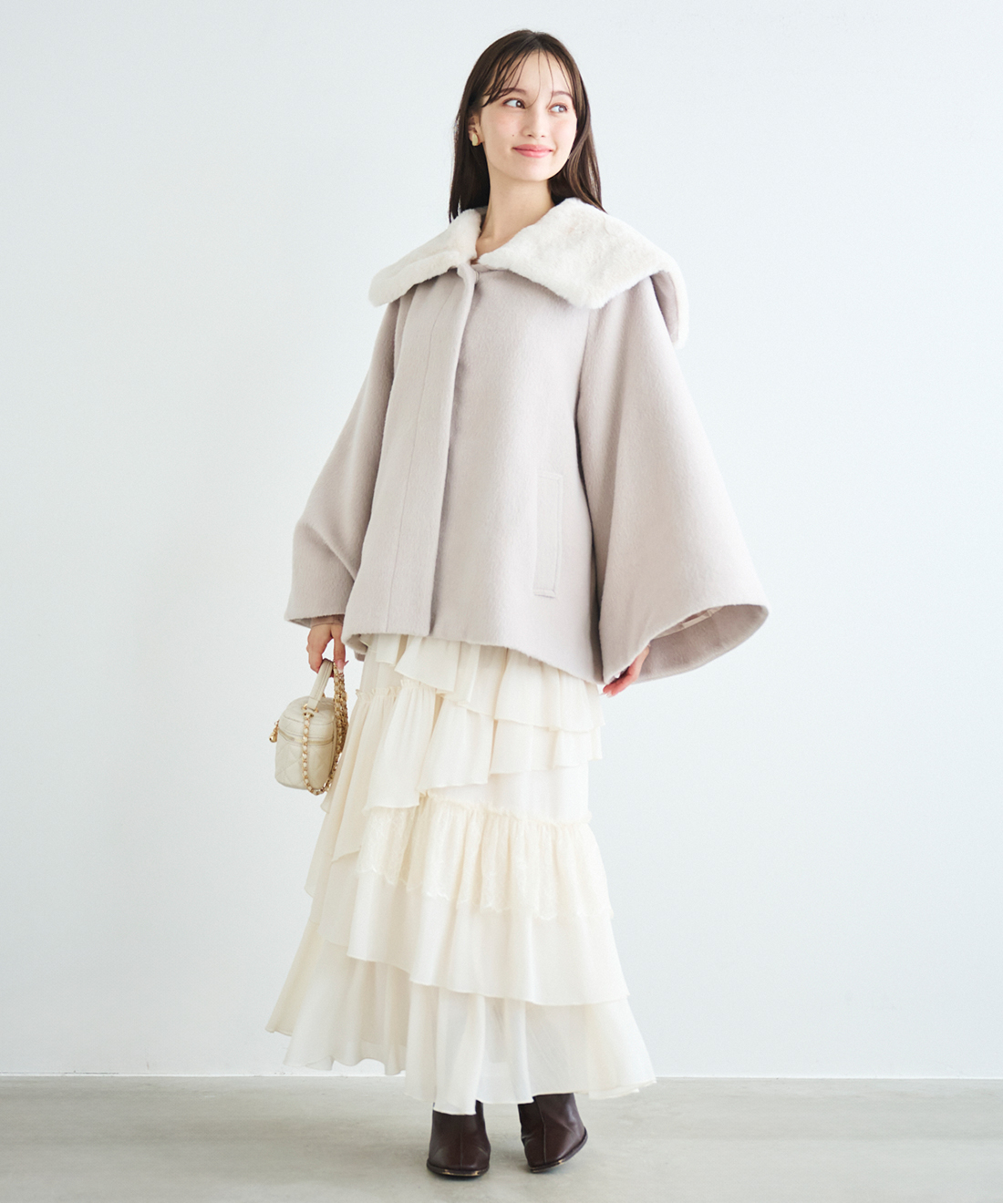 【ケイトスペード】ダッフルコート　ビッグカラー　女優襟　フェイクファー　4 出産祝い