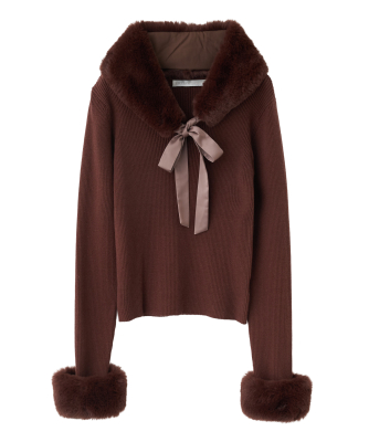 ファーティペット付きニット