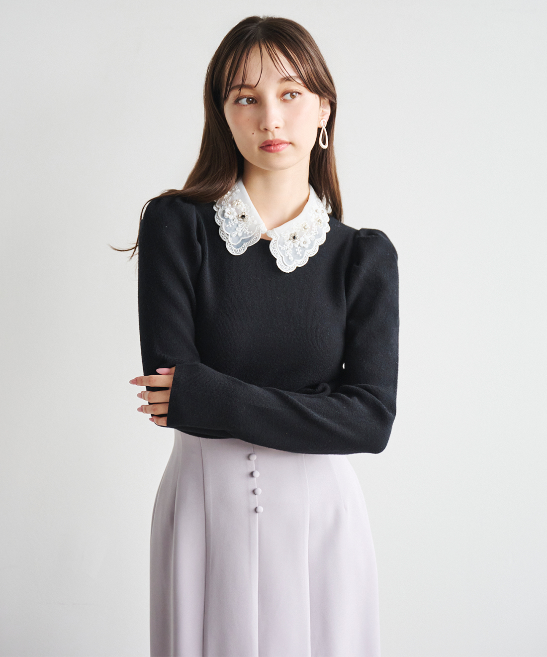 ビジューレース衿付きニット｜PETAL ONLINE（ペタルオンライン）