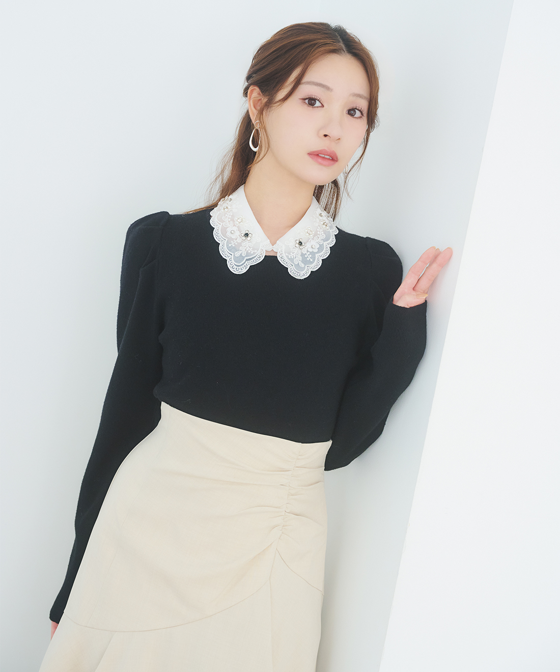 ビジューレース衿付きニット｜PETAL ONLINE（ペタルオンライン）