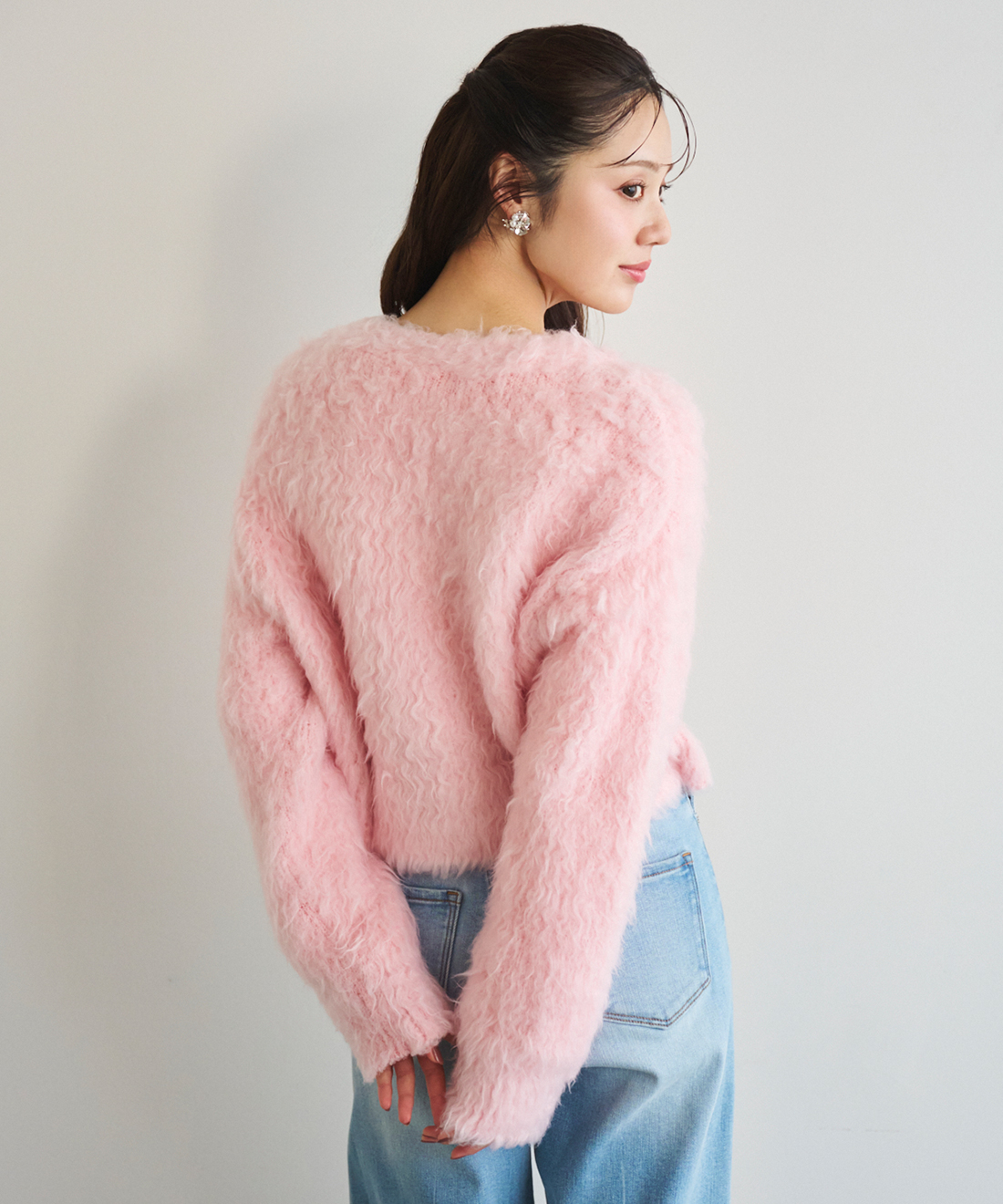 パールリボンシャギーニットカーディガン｜PETAL ONLINE（ペタル