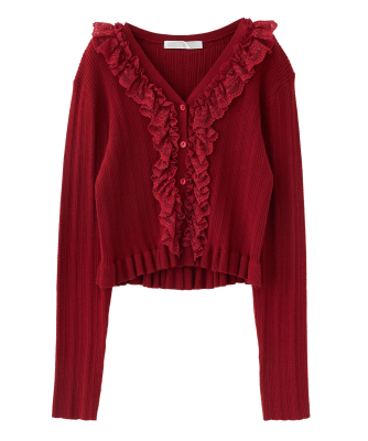 レースフリルニット