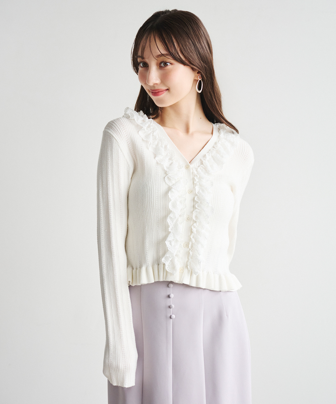 LILLIAN CARAT レースデザインニットカーディガン レースデザインニットカーディガン｜PETAL ONLINE（ペタルオンライン）