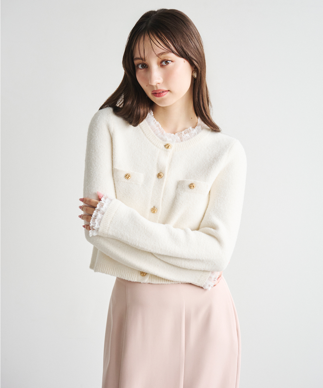 レースデザインニットカーディガン｜PETAL ONLINE（ペタルオンライン）