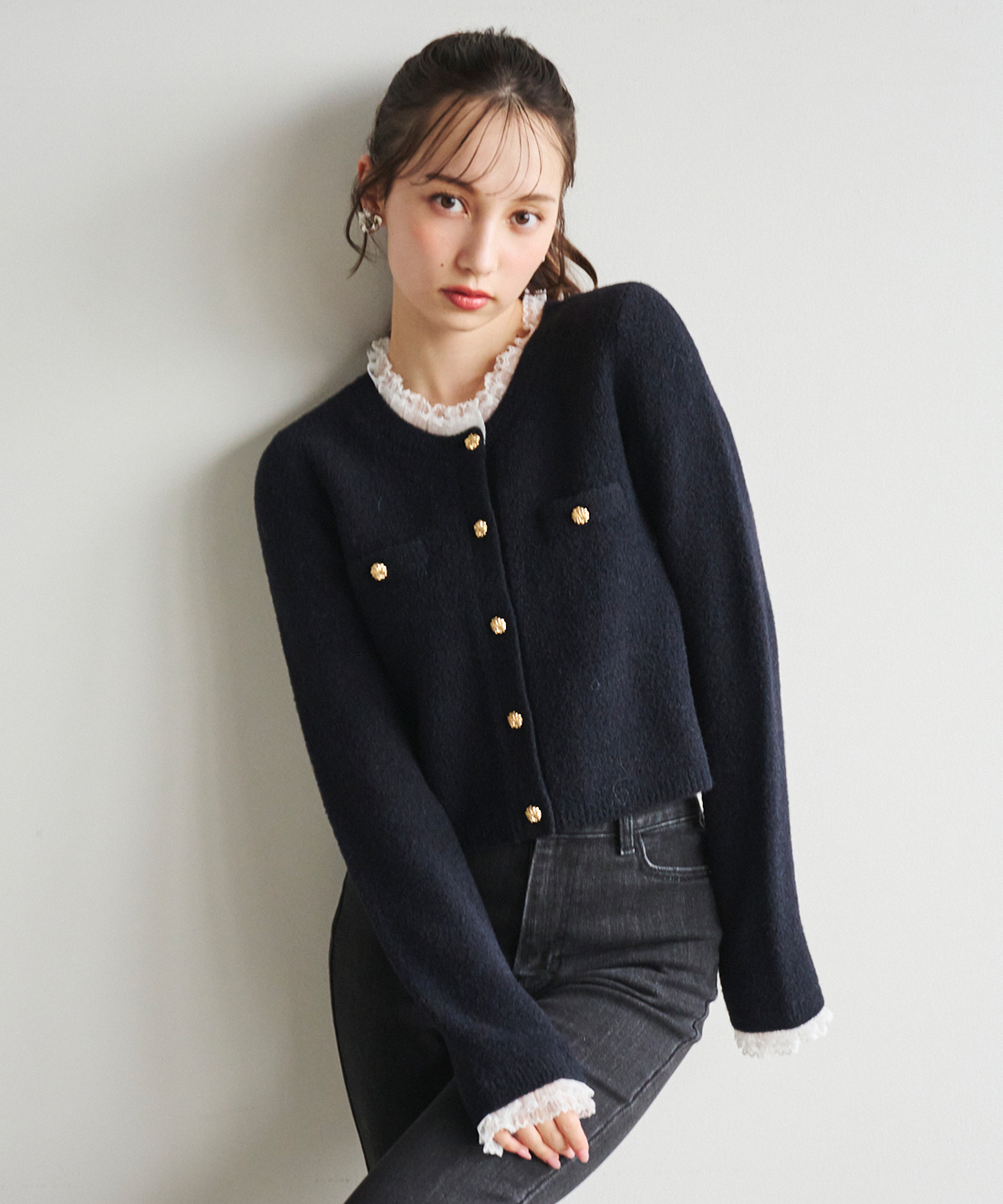 レースデザインニットカーディガン｜PETAL ONLINE（ペタルオンライン）