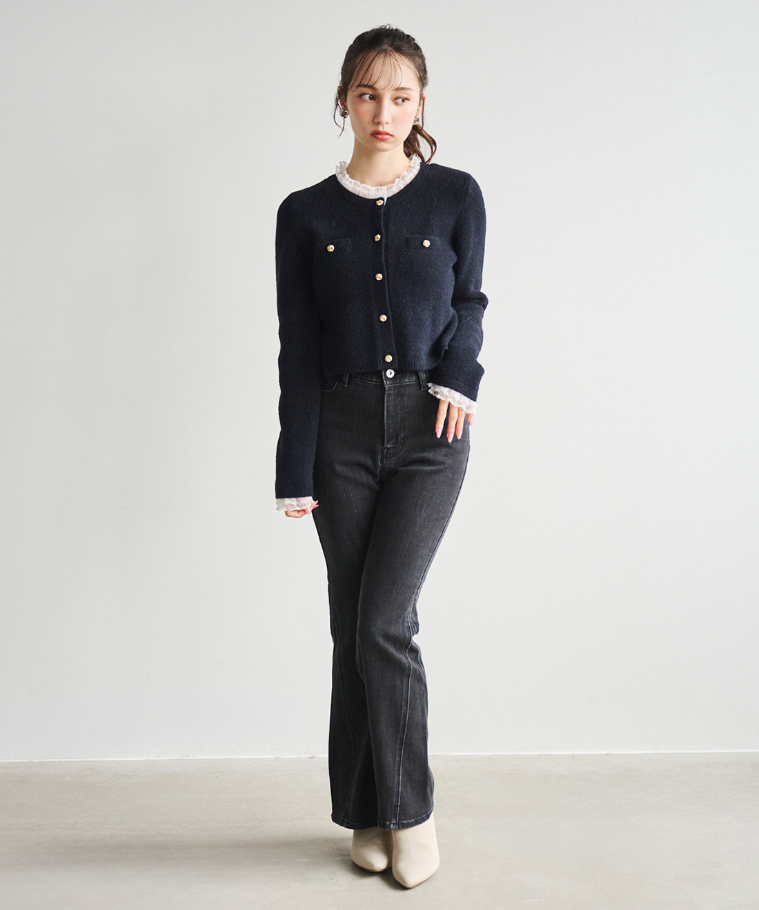 レースデザインニットカーディガン｜PETAL ONLINE（ペタルオンライン）