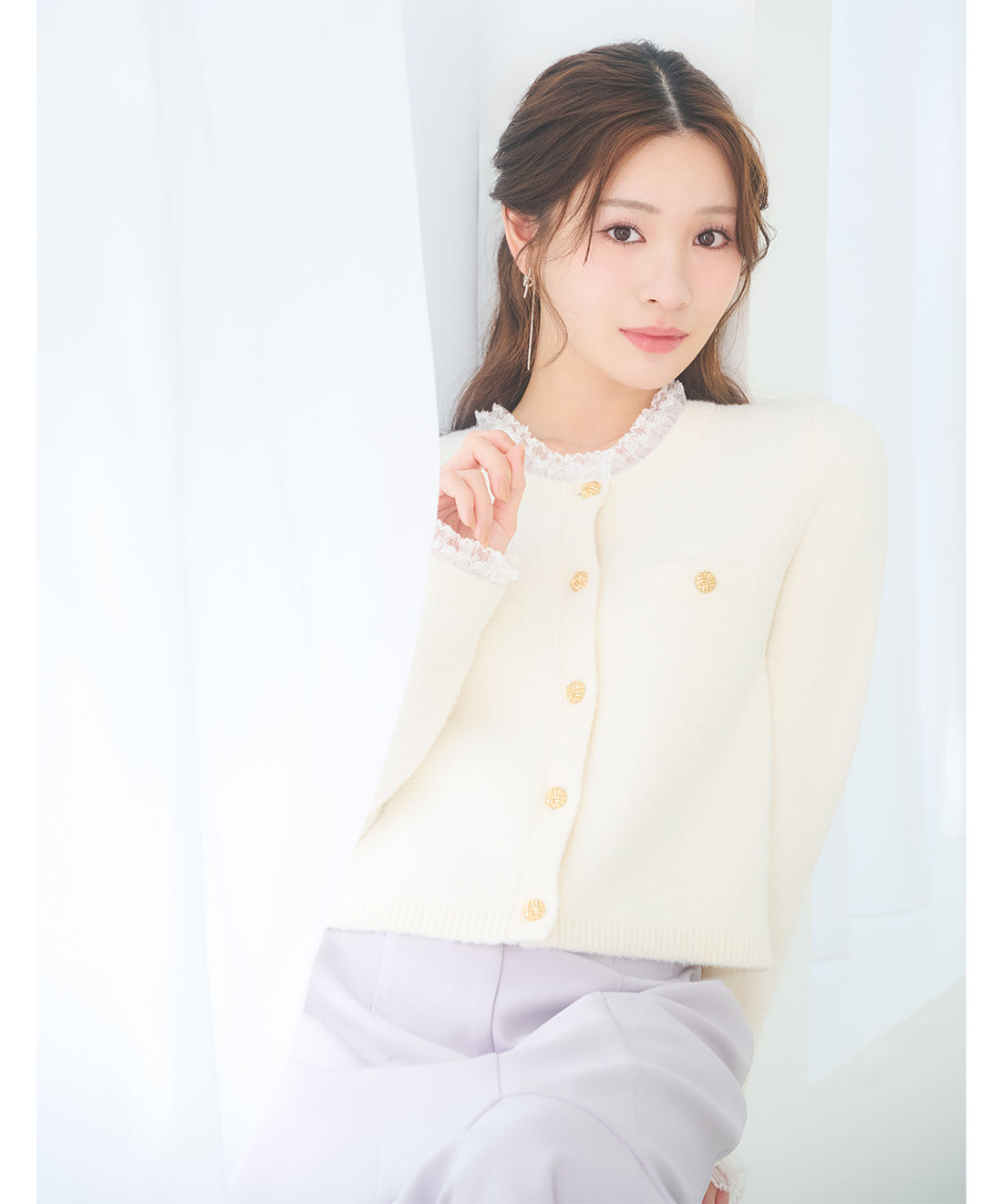 レースデザインニットカーディガン｜PETAL ONLINE（ペタルオンライン）