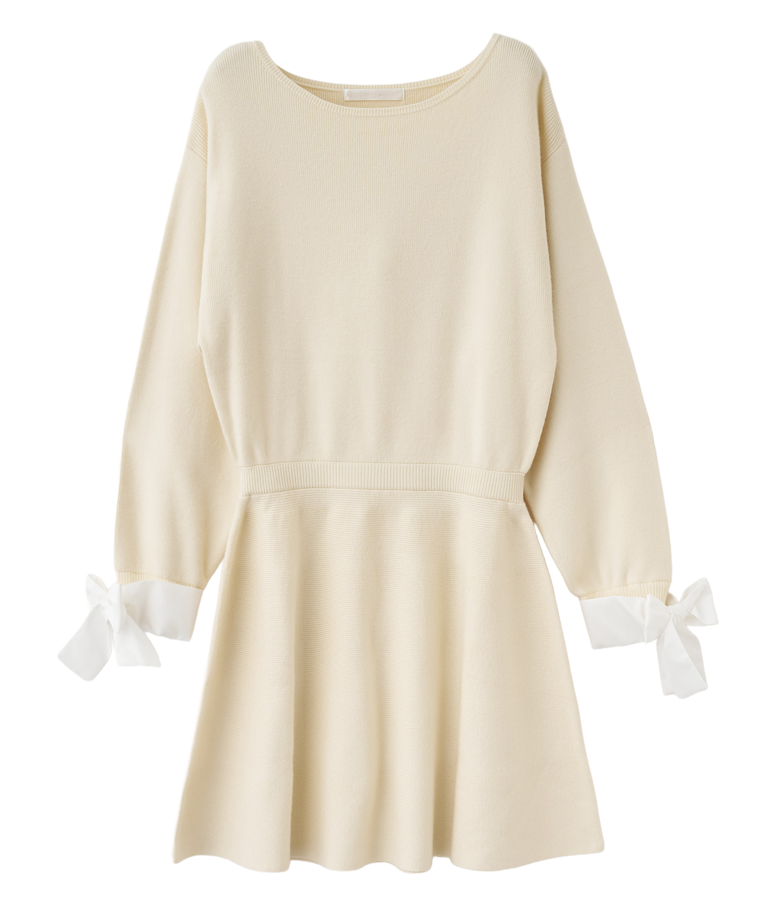 【etereve】アイボリー ロゴリボンニットワンピース etereve】アイボリー ロゴリボンニットワンピース