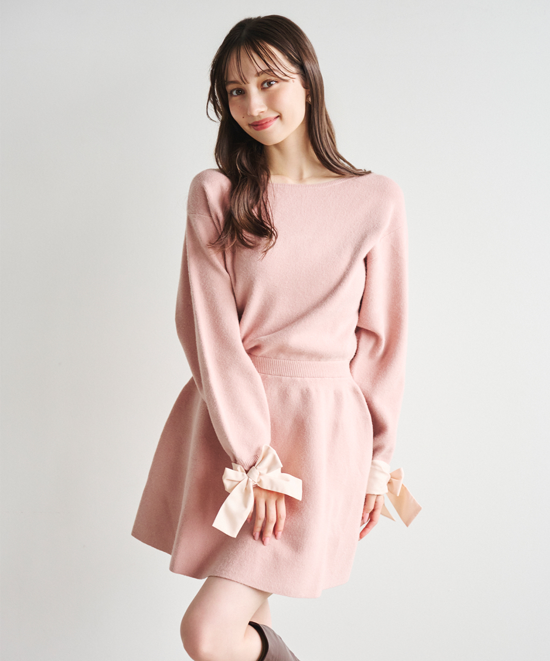 リボンスリーブミニニットワンピース｜PETAL ONLINE（ペタルオンライン）