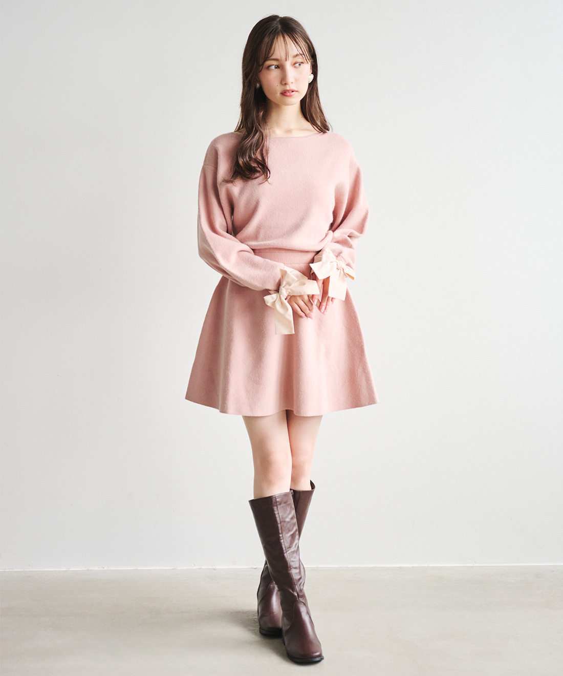 リボンスリーブミニニットワンピース｜PETAL ONLINE（ペタルオンライン）