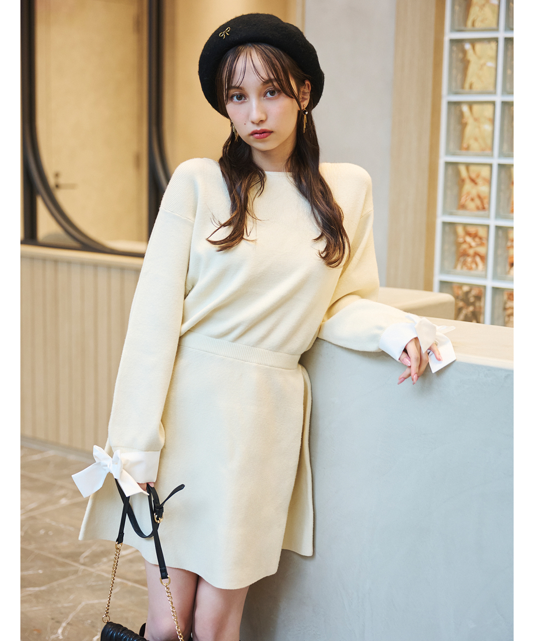 リボンスリーブミニニットワンピース｜PETAL ONLINE（ペタルオンライン）