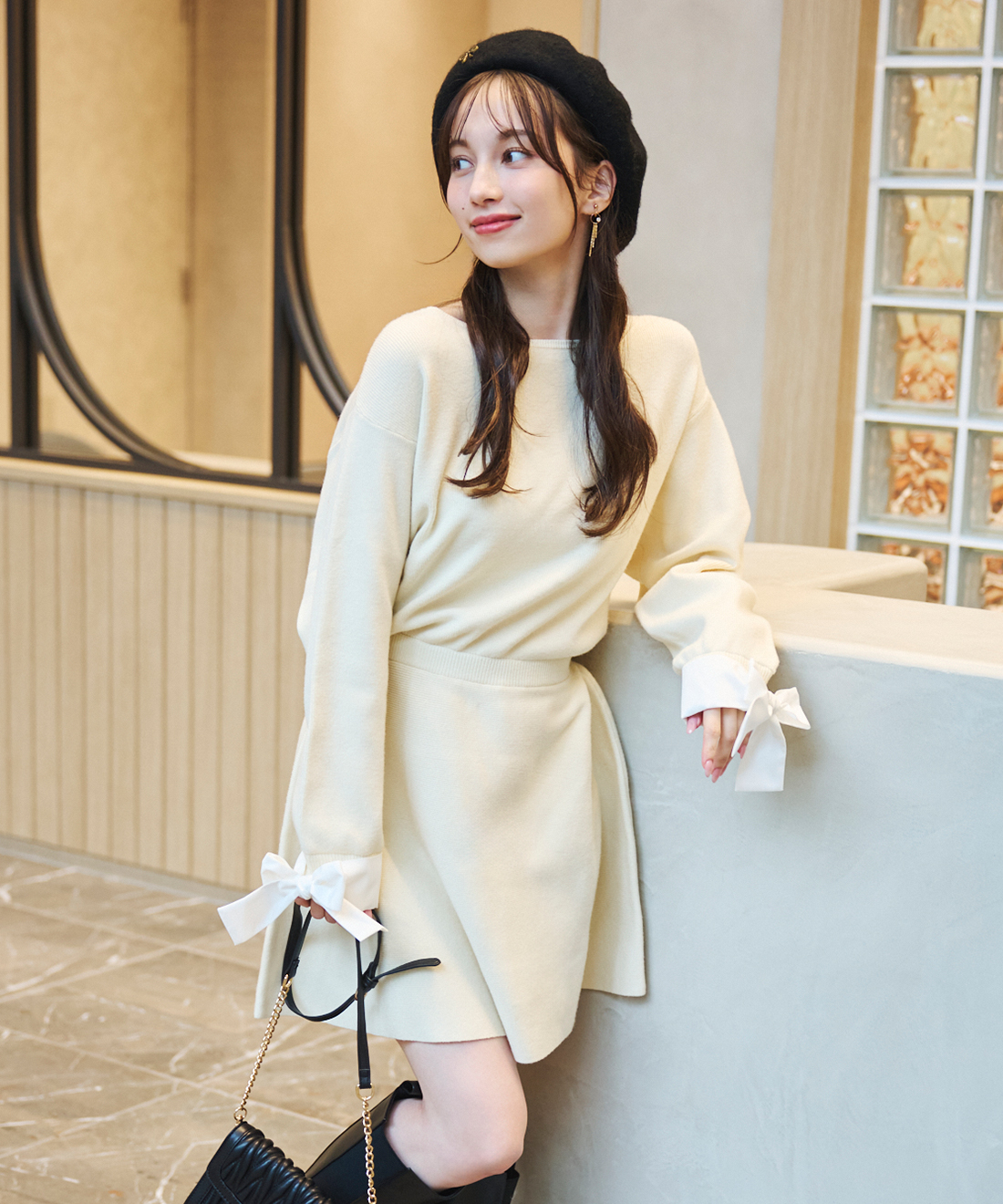 リボンスリーブミニニットワンピース｜PETAL ONLINE（ペタルオンライン）