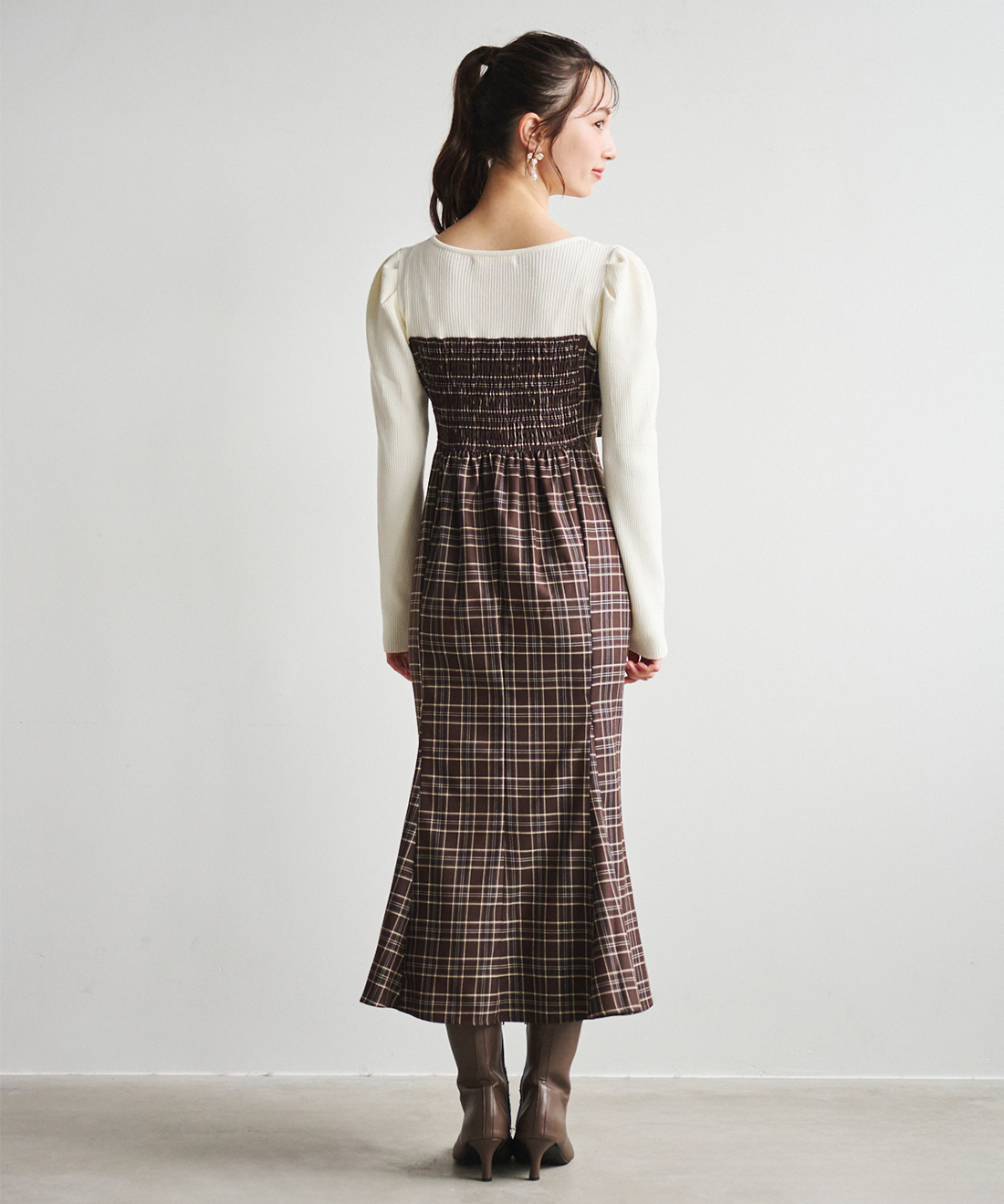 ニットドッキングチェック柄ワンピース｜PETAL ONLINE（ペタルオンライン）