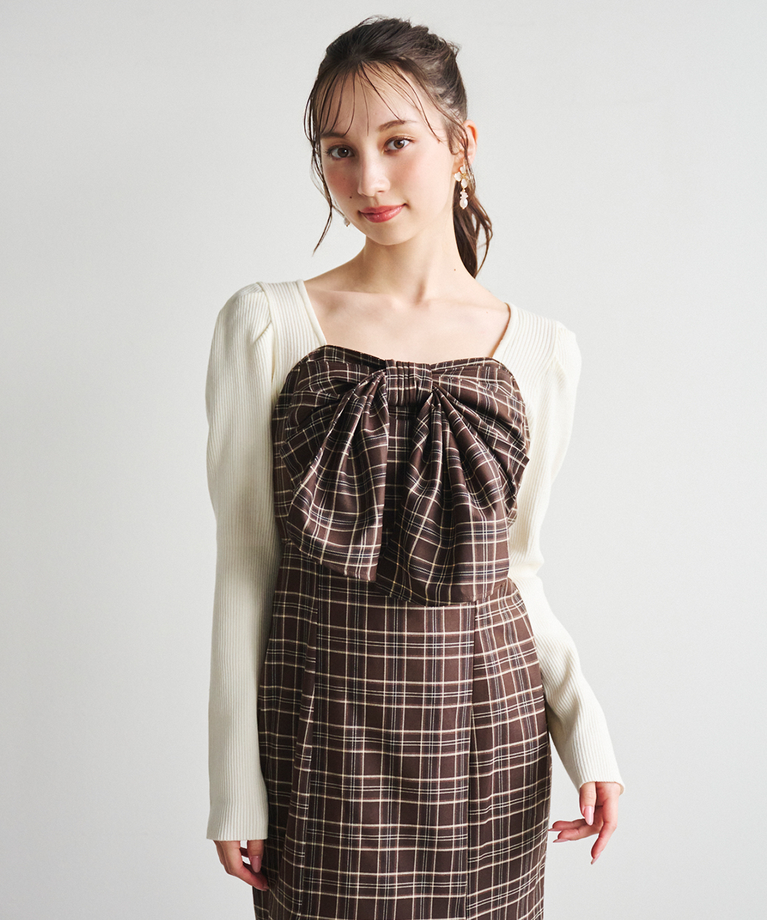 ニットドッキングチェック柄ワンピース｜PETAL ONLINE（ペタルオンライン）