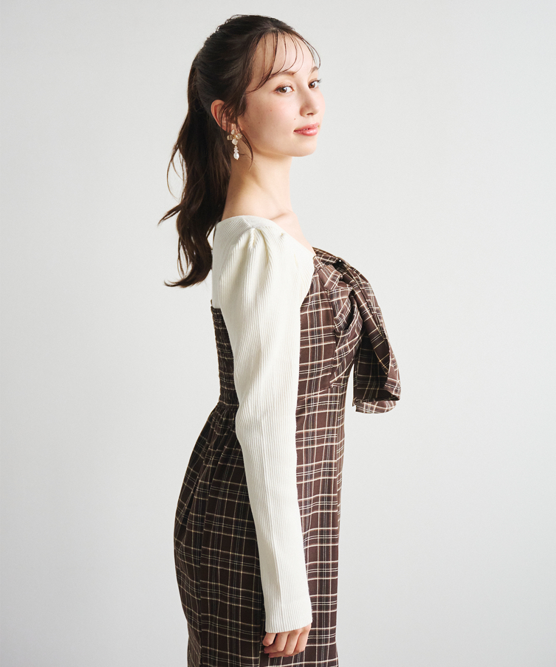 ニットドッキングチェック柄ワンピース｜PETAL ONLINE（ペタルオンライン）