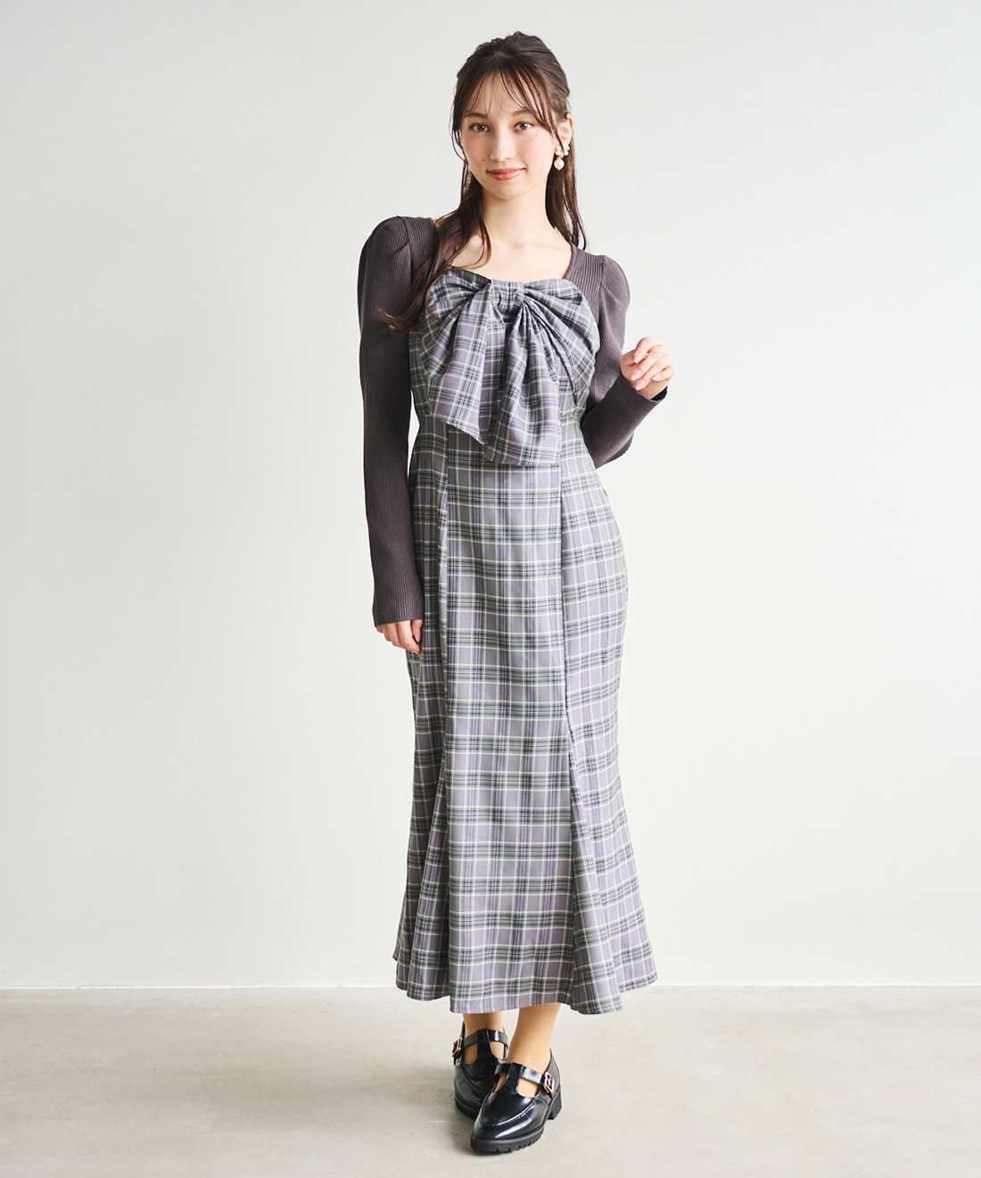 ニットドッキングチェック柄ワンピース｜PETAL ONLINE（ペタルオンライン）