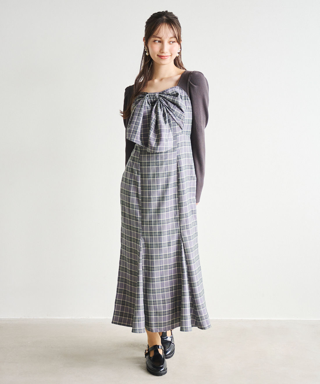 ニットドッキングチェック柄ワンピース｜PETAL ONLINE（ペタルオンライン）