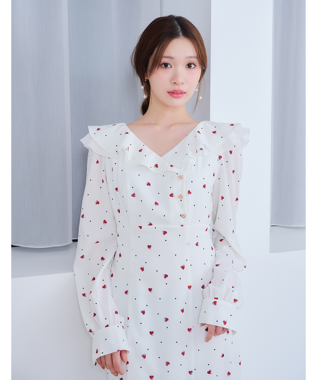 ハートプリントフリルカラーワンピース｜PETAL ONLINE（ペタルオンライン）