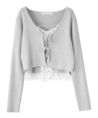 レーストリミングニット＆カーディガンセット