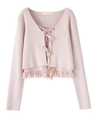 レーストリミングニット＆カーディガンセット