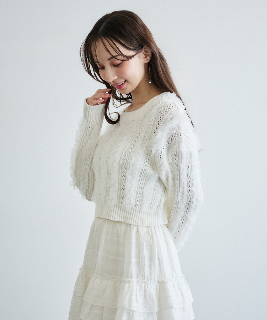チュールフリルデザインニット｜PETAL ONLINE（ペタルオンライン）