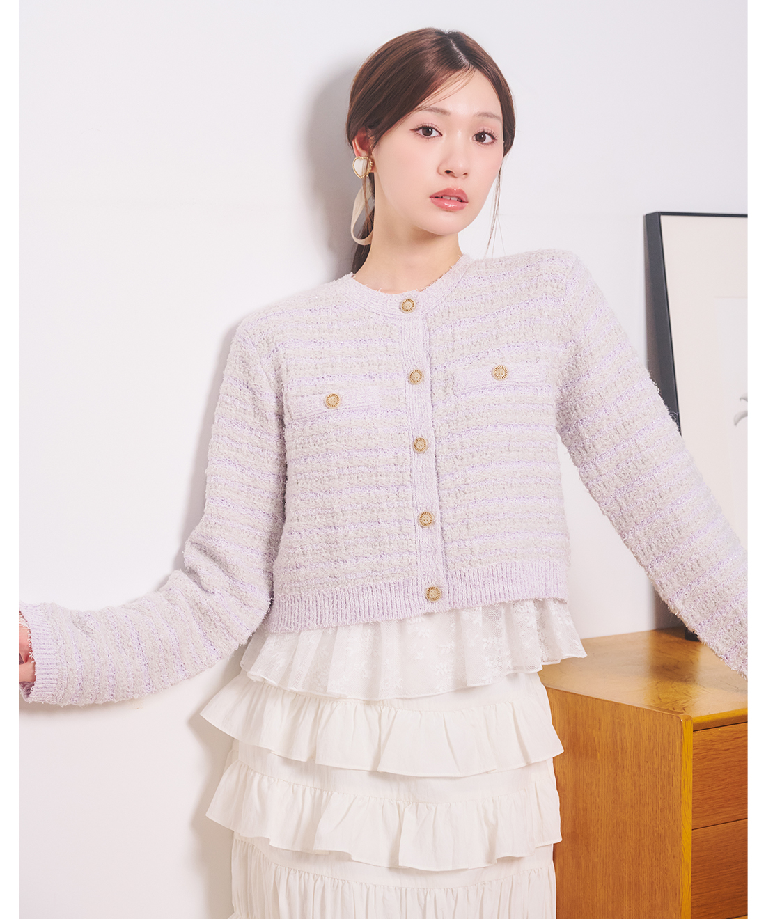 【美品✨】ルネ　カーディガン　パール　ツイード　2022年　36 美品✨】ルネ カーディガン パール ツイード 2022年 36 - メルカリ