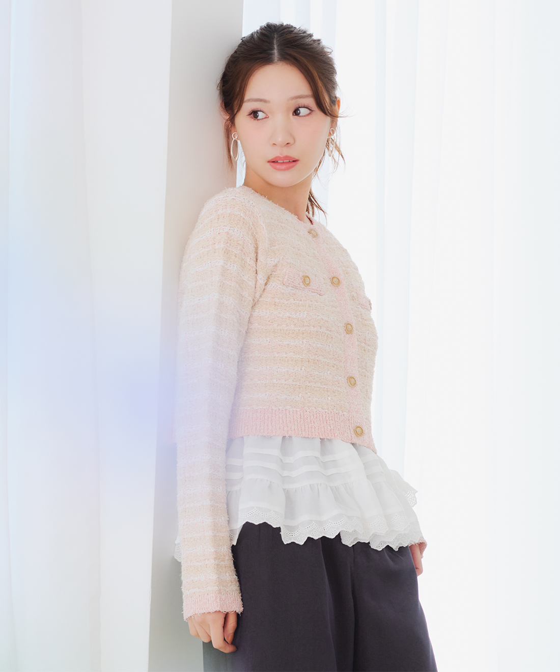 【未着用】パーリーゲイツ レディース フード付きニットカーディガン サイズ4 ツイードニットカーディガン｜PETAL ONLINE（ペタルオンライン）