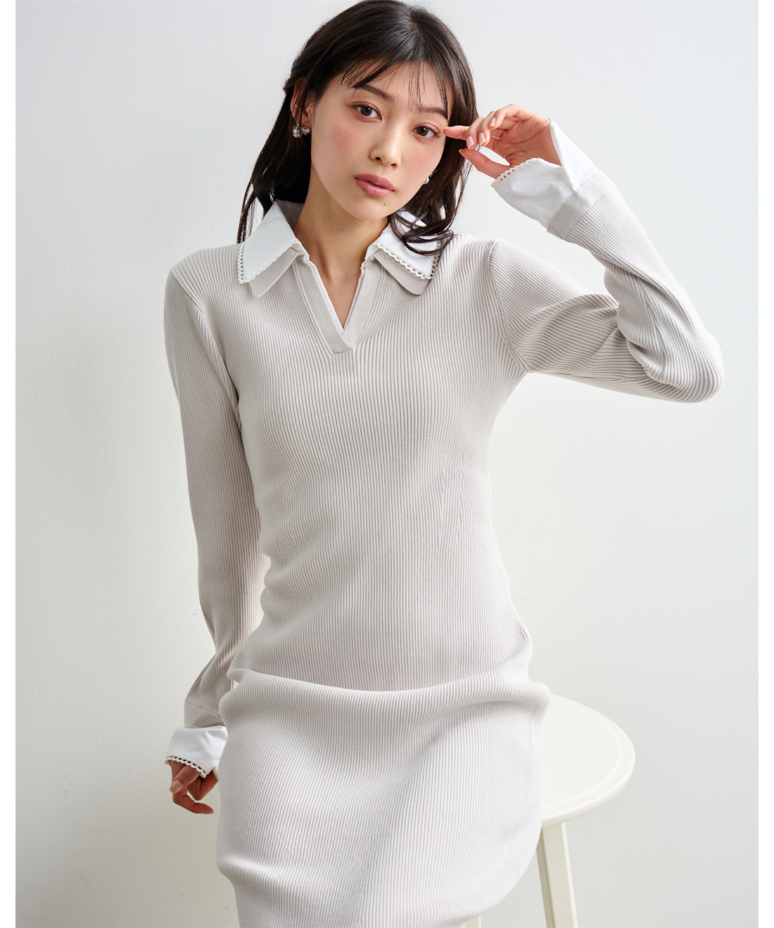 ダブルカラーニットワンピース｜PETAL ONLINE（ペタルオンライン）