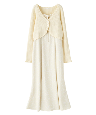 ニットボレロ＆デイジープリントキャミワンピースセット