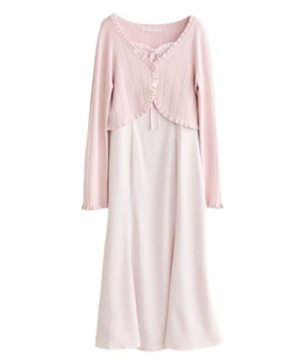 ニットボレロ&デイジープリントキャミワンピースセット