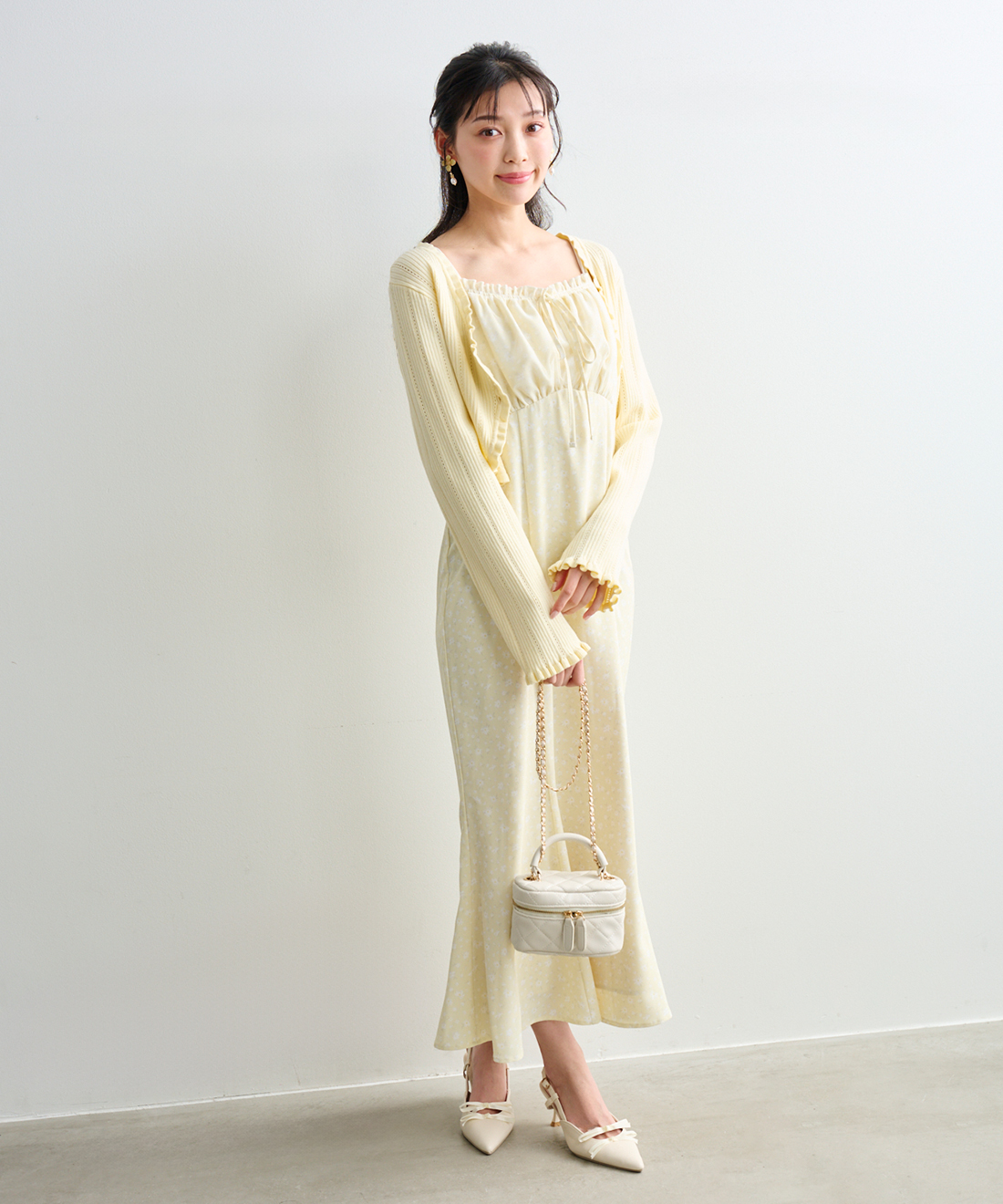 ニットボレロ＆デイジープリントキャミワンピースセット｜PETAL ONLINE