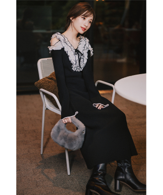 バイカラーフリルニットワンピース｜PETAL ONLINE（ペタルオンライン）