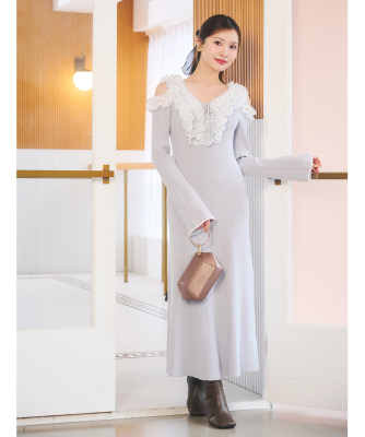 バイカラーフリルニットワンピース｜PETAL ONLINE（ペタルオンライン）