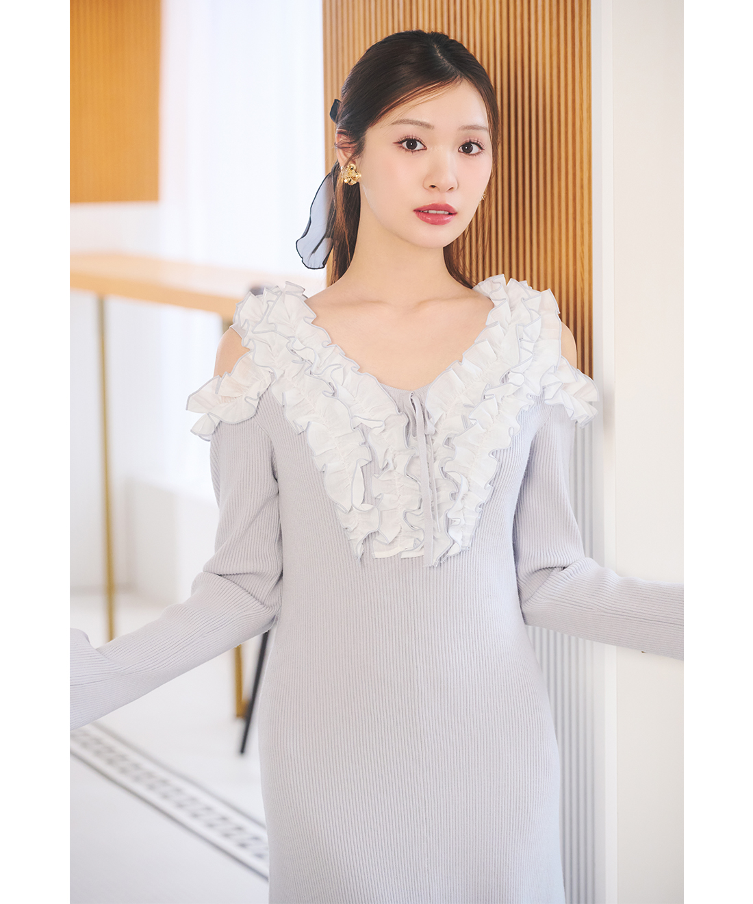 バイカラーフリルニットワンピース｜PETAL ONLINE（ペタルオンライン）