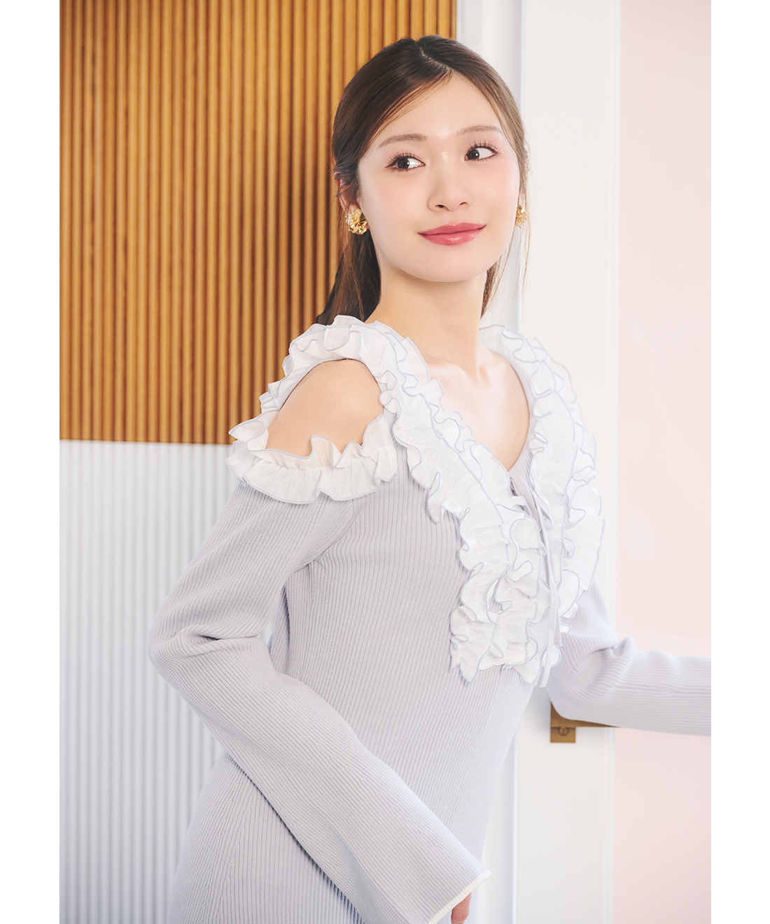 バイカラーフリルニットワンピース｜PETAL ONLINE（ペタルオンライン）