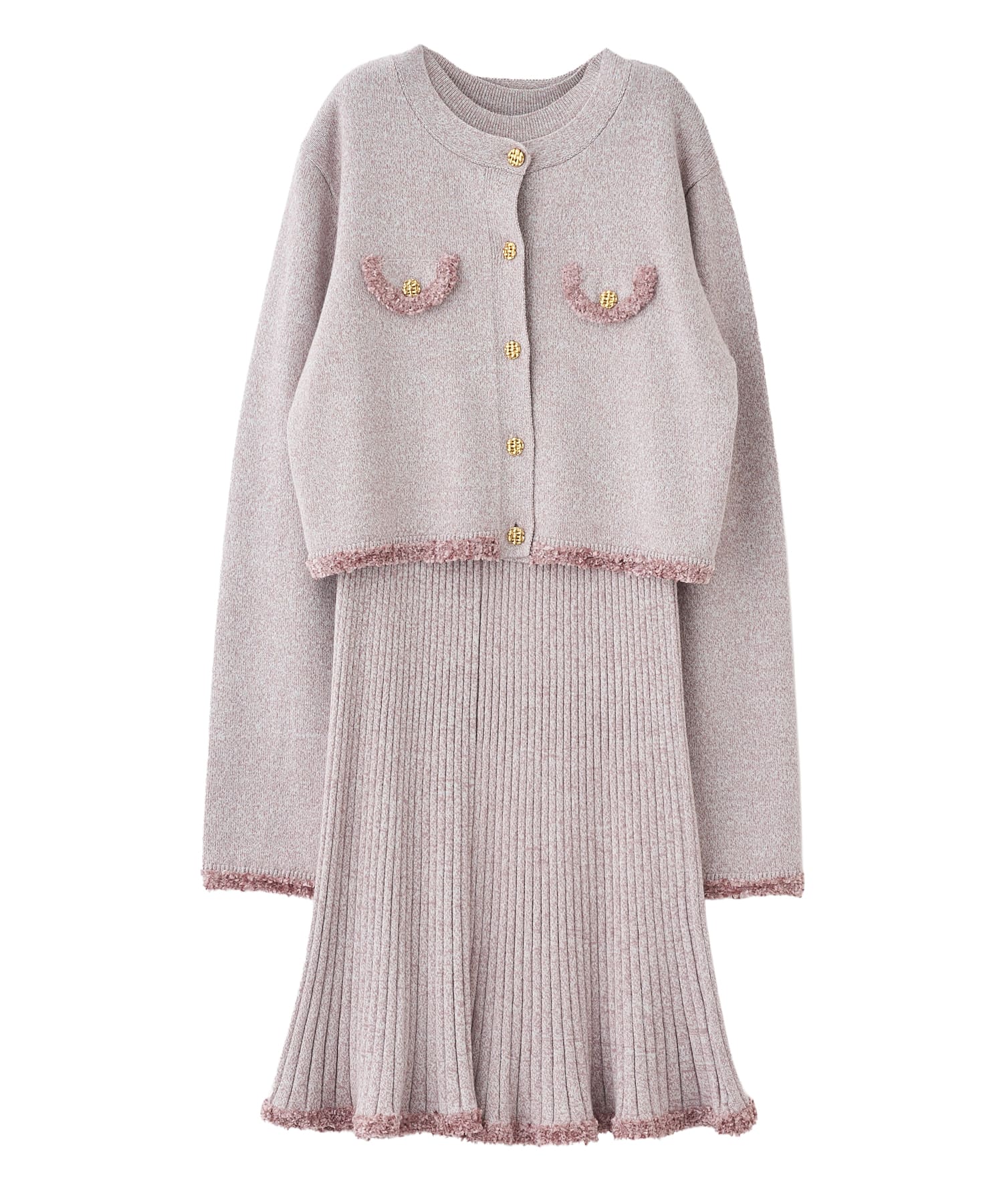 ツイードニットカーディガン＆ミニワンピースセット｜PETAL ONLINE