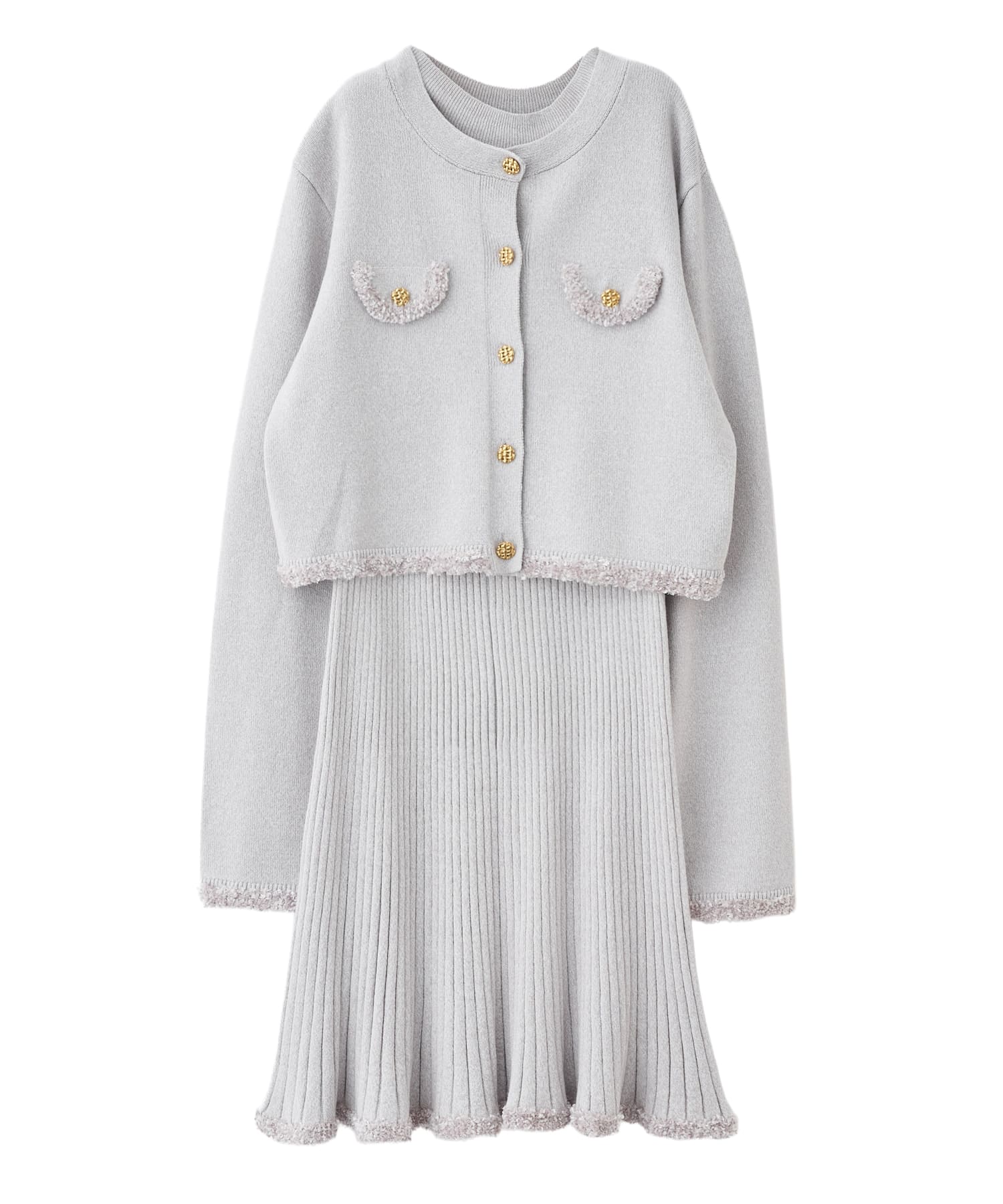 ツイードニットカーディガン＆ミニワンピースセット｜PETAL ONLINE