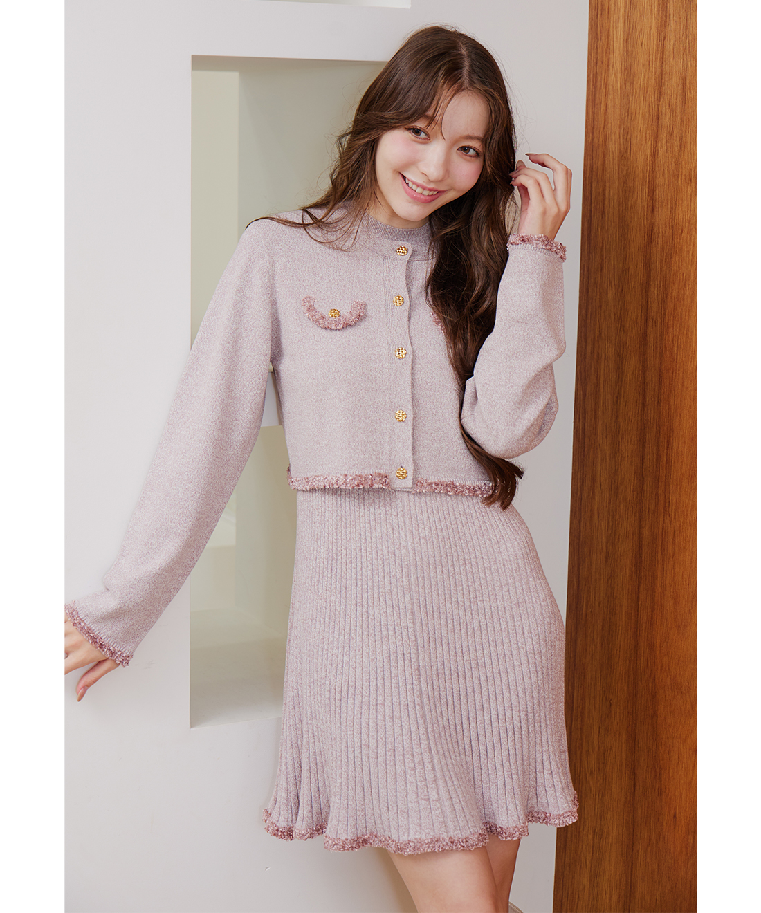 ツイードニットカーディガン＆ミニワンピースセット｜PETAL ONLINE
