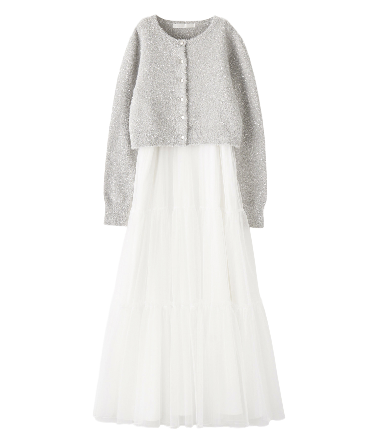 ラメニットカーディガン＆キャミワンピースセット｜PETAL ONLINE